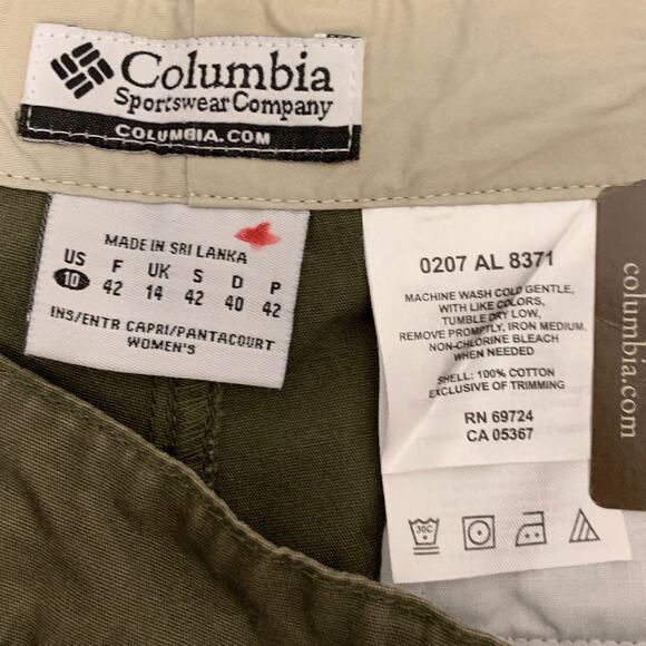 Columbia Pants Women 10 Peatmoss Green Edgewater Chino Mid Rise Straight New - Picture 4 of 9